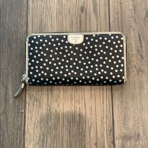 Fossil wallet  Cute black with silver polka dots!